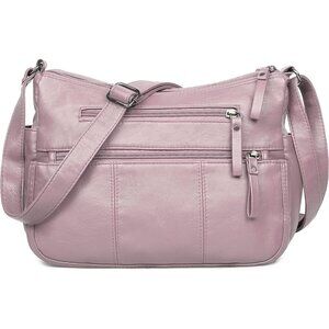 🆕 Volganik Rock PU Leather Shoulder Bag Women Pink Soft Pocketbooks Purse